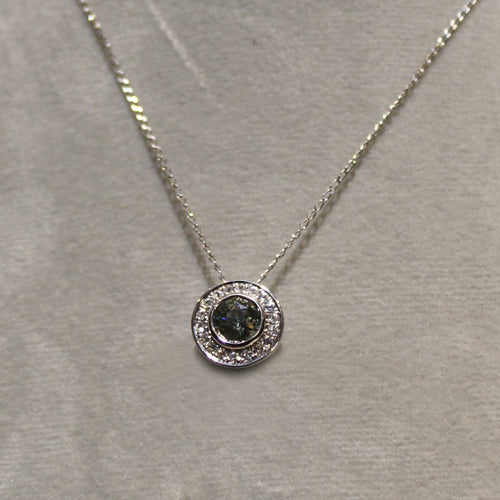 14k White Gold Champaign Sapphire Pendant