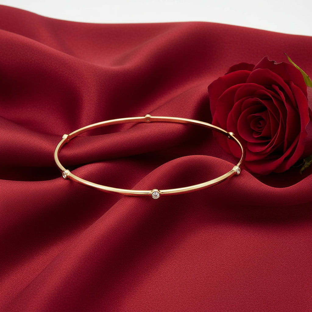 14K Yellow Diamond Bezel-Set Bangle