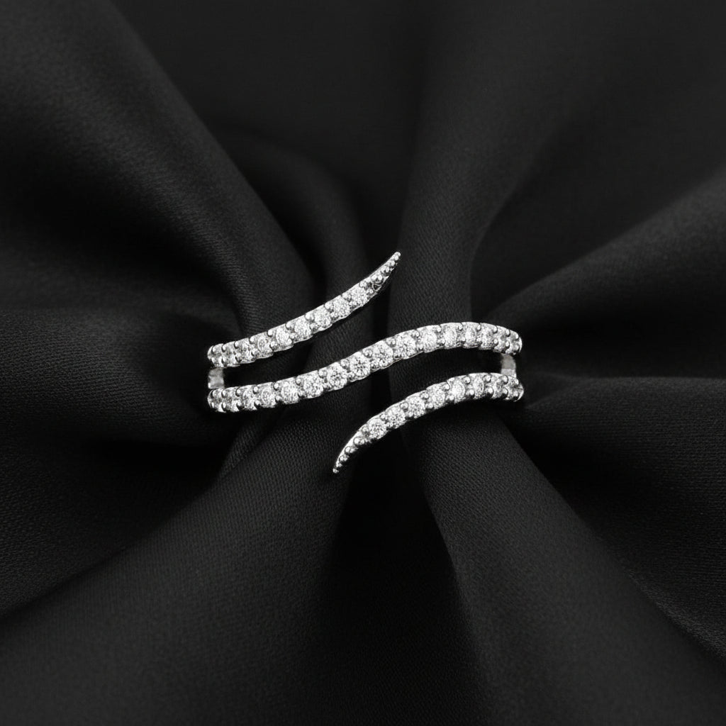 14K White Diamond Bypass Ring