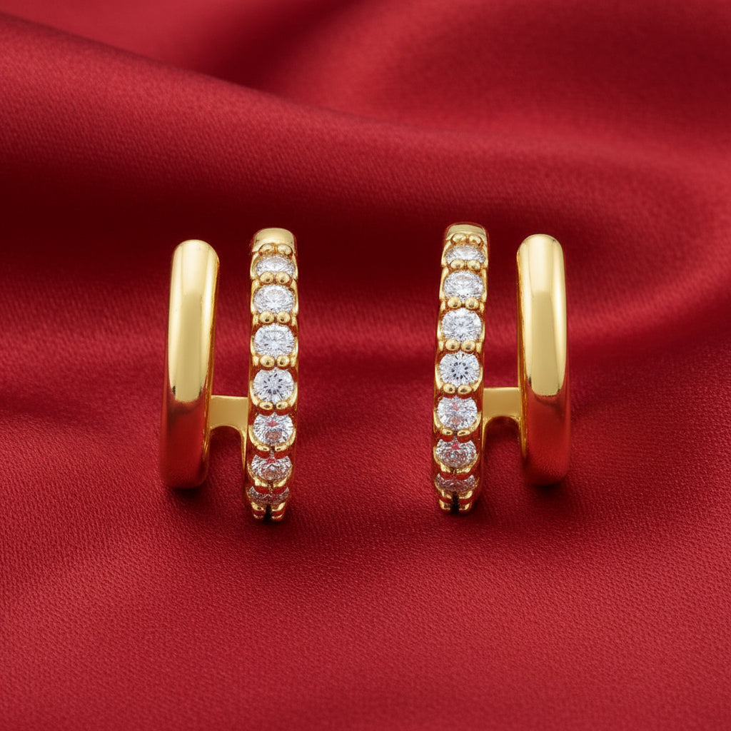 14K Yellow Diamond J-Hoop Earrings
