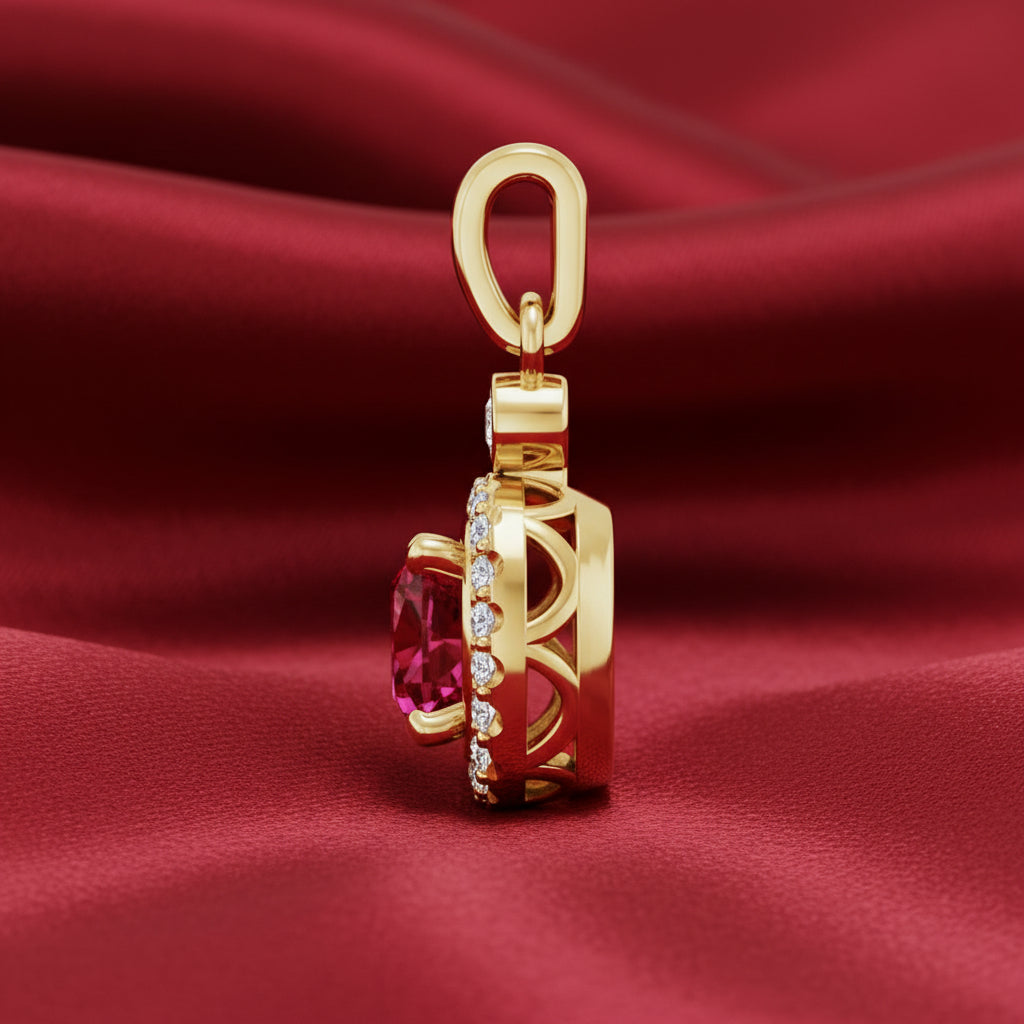 14K Yellow Ruby & Natural Diamond Pendant