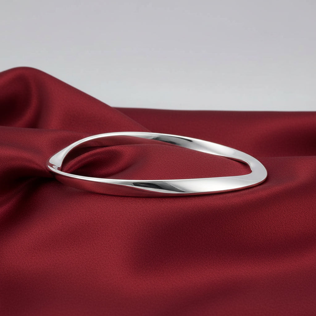 Sterling Silver Wavy Bangle