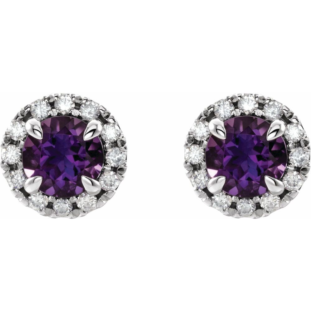 Natural Amethyst, Diamond Earring