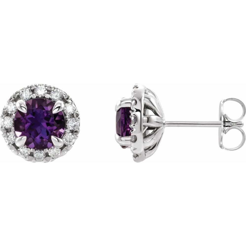Natural Amethyst, Diamond Earring