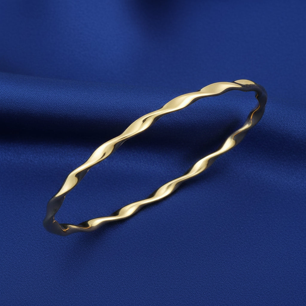 14K Yellow Twisted Bangle
