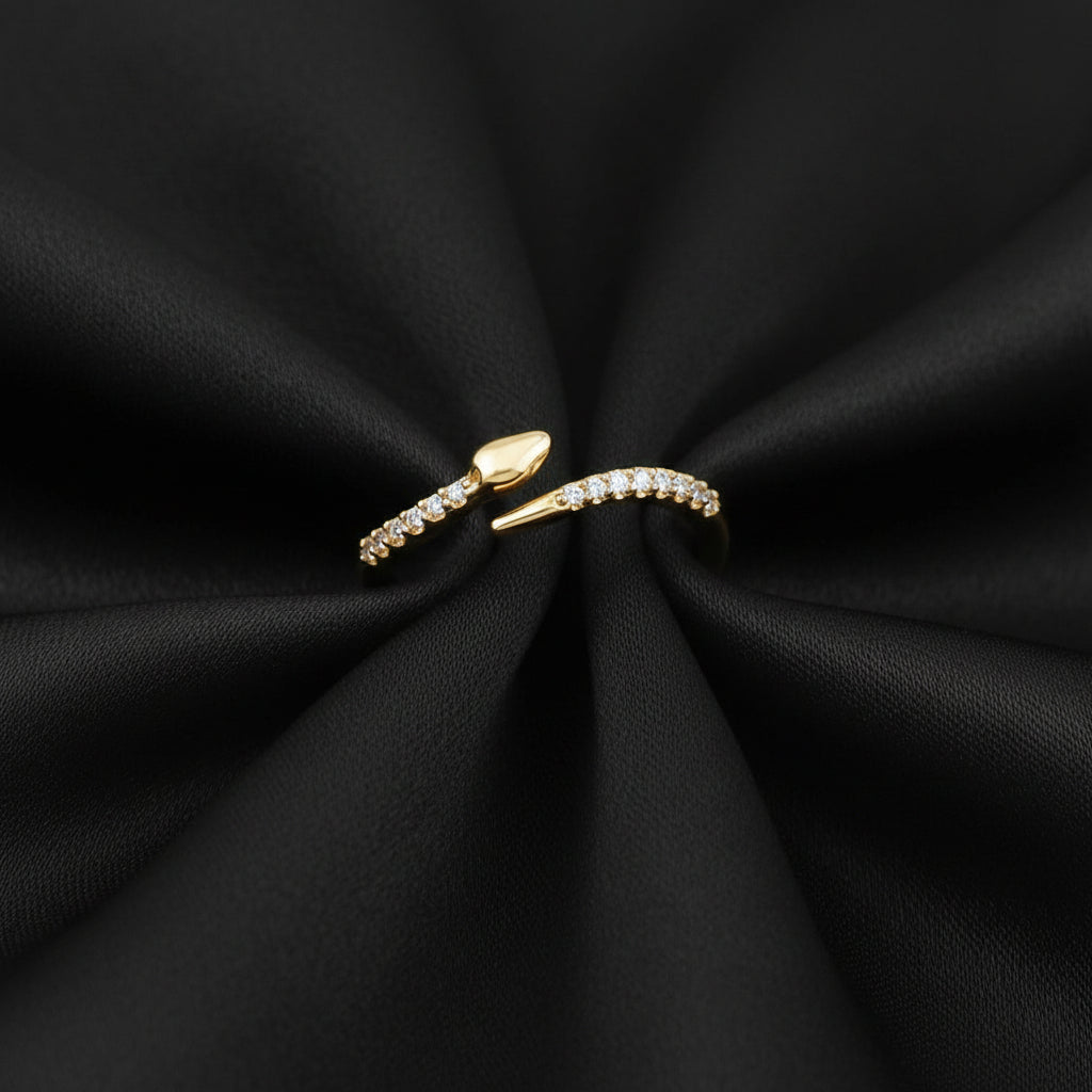 14K Yellow Diamond Snake Bypass Ring
