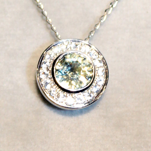 14k White Gold Champaign Sapphire Pendant