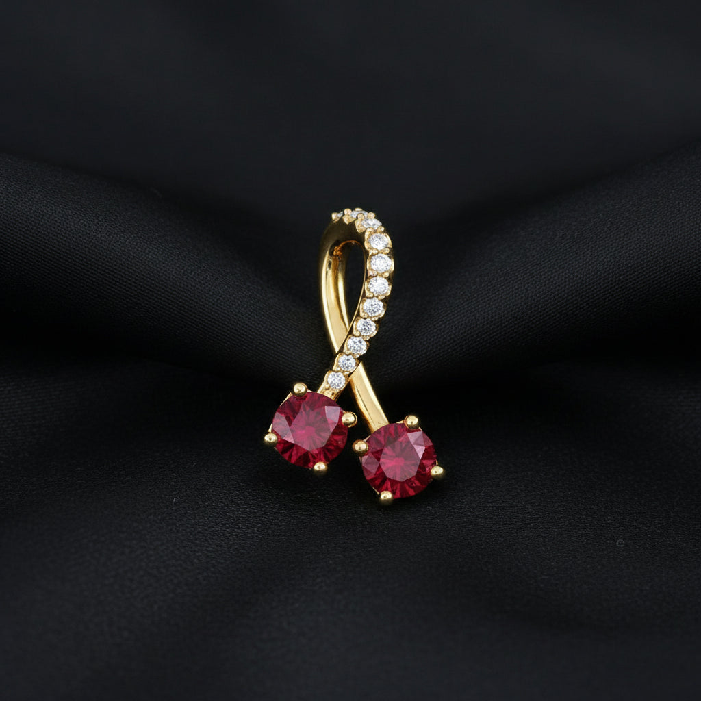 14K Yellow Ruby & Diamond Pendant