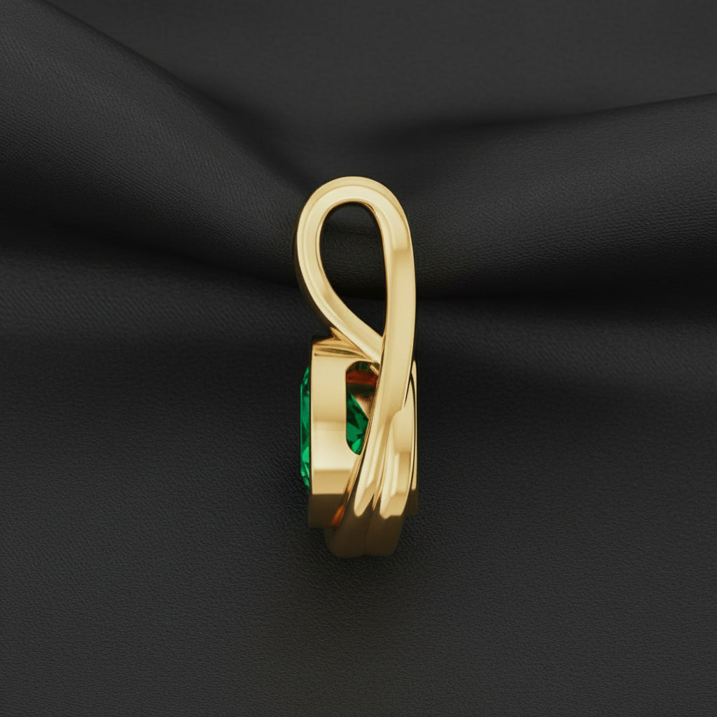 14K Yellow Emerald Pendant