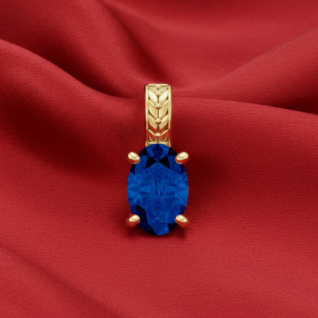 14K Yellow Blue Sapphire Pendant