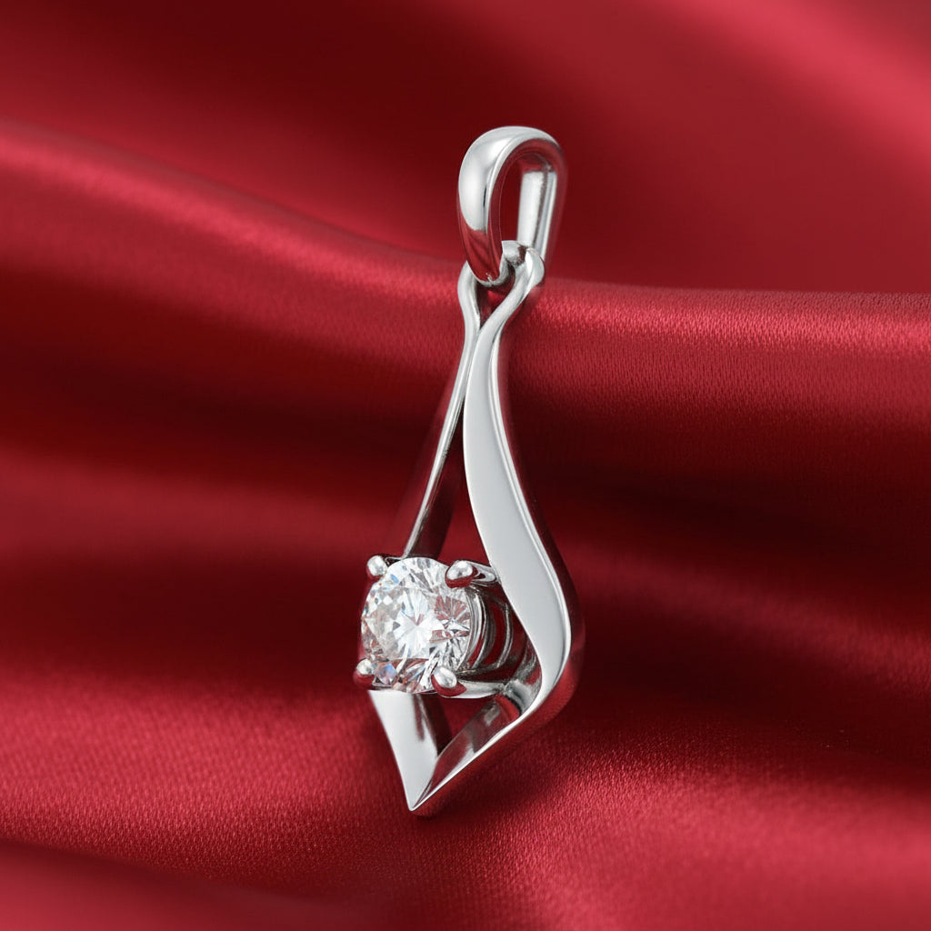 14K White Diamond Pendant