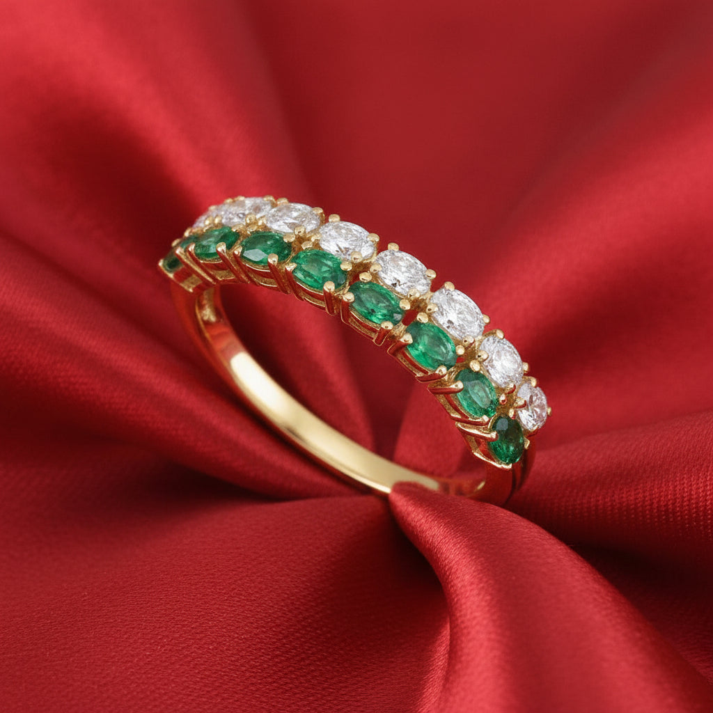 14K Yellow Emerald & Diamond Ring