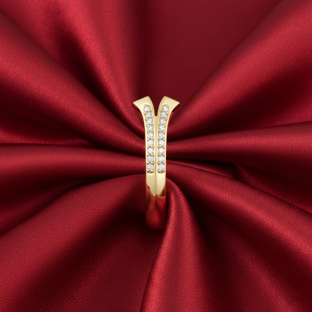 14K Yellow Diamond Split Open Shank