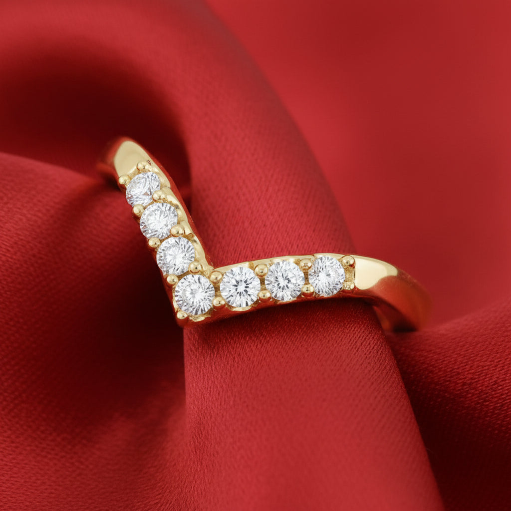 14K Yellow Diamond Contour Band