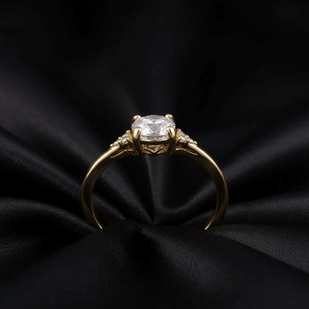 14K Yellow Gold 6.5 mm Round .08 CTW Lab Grown Engagement Ring