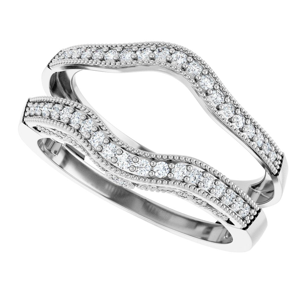 14K White Gold Natural Diamond Ring Guard