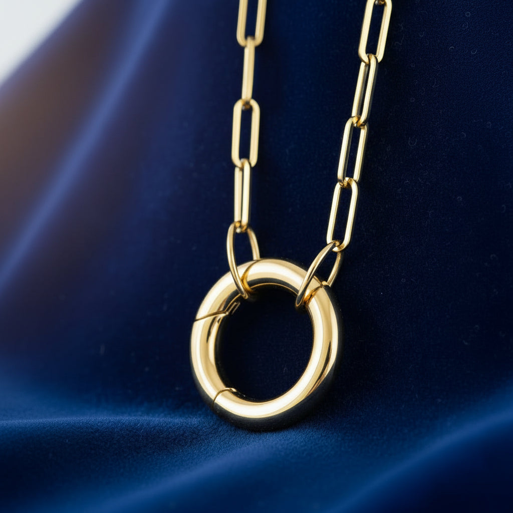 14K Yellow Gold Circle Charm 18" Necklace
