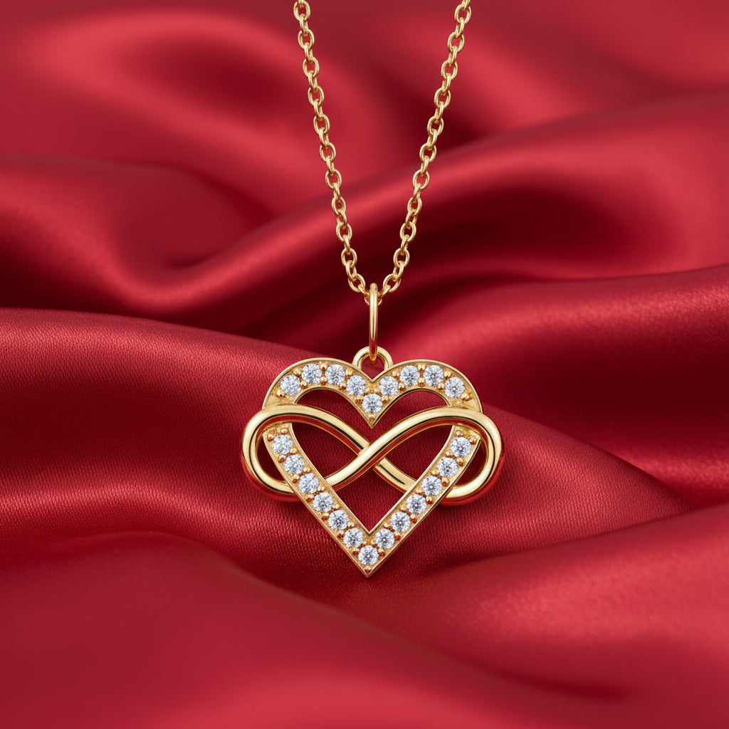 14K Yellow Gold 1/6 CTW Lab-Grown Diamond Infinity-Inspired Heart 16-18" Necklace