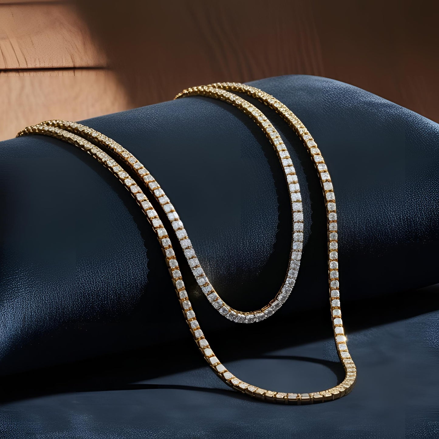 Gold chain with Ceylon Diamonds