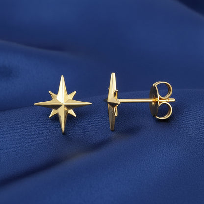 14K Yellow Star Earrings