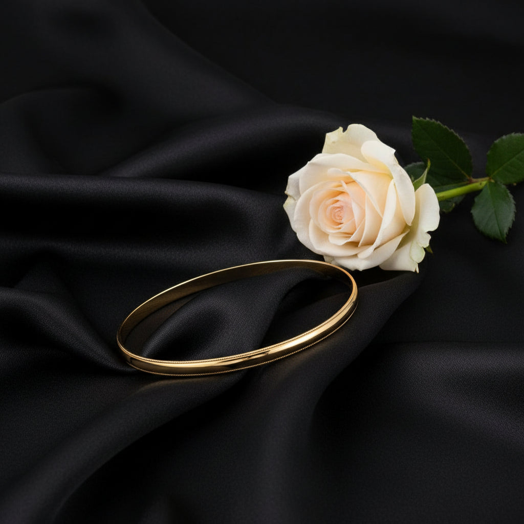 14K Yellow Milgrain Edge Bangle