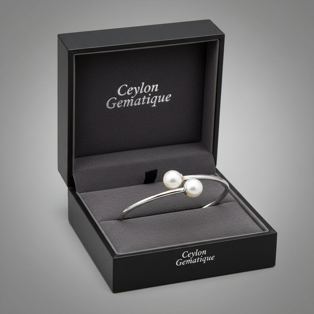 Sterling Silver  Freshwater Pearl Flexible Bangle