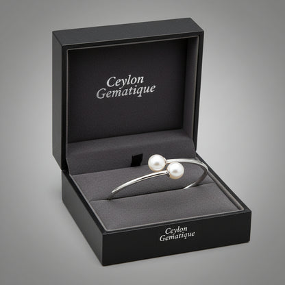 Sterling Silver  Freshwater Pearl Flexible Bangle