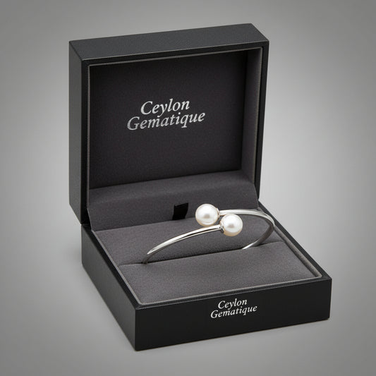 Sterling Silver  Freshwater Pearl Flexible Bangle
