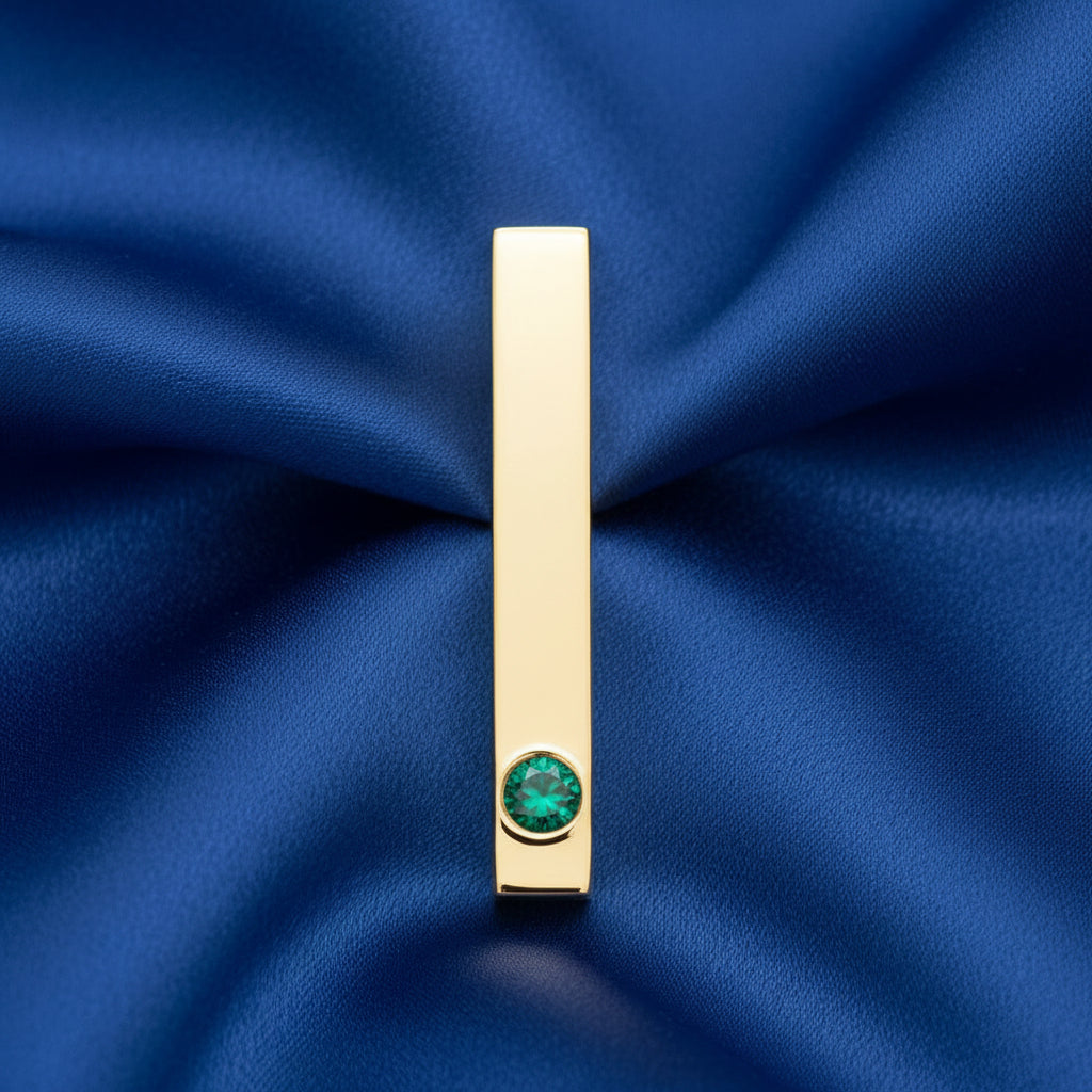 14K Yellow  Emerald Family Engravable Bar Pendant