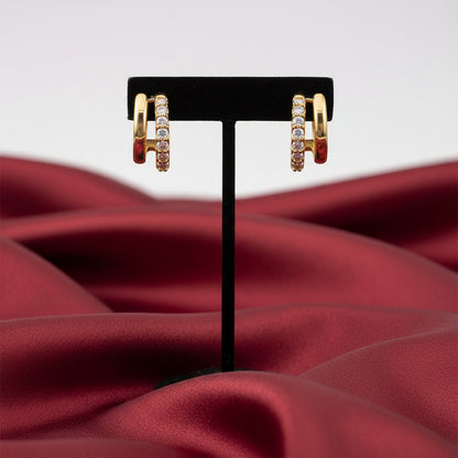14K Yellow  Diamond J-Hoop Earrings