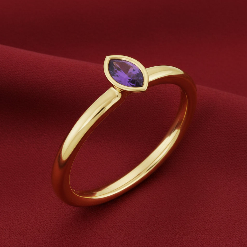 14K Yellow  Amethyst Stackable Ring