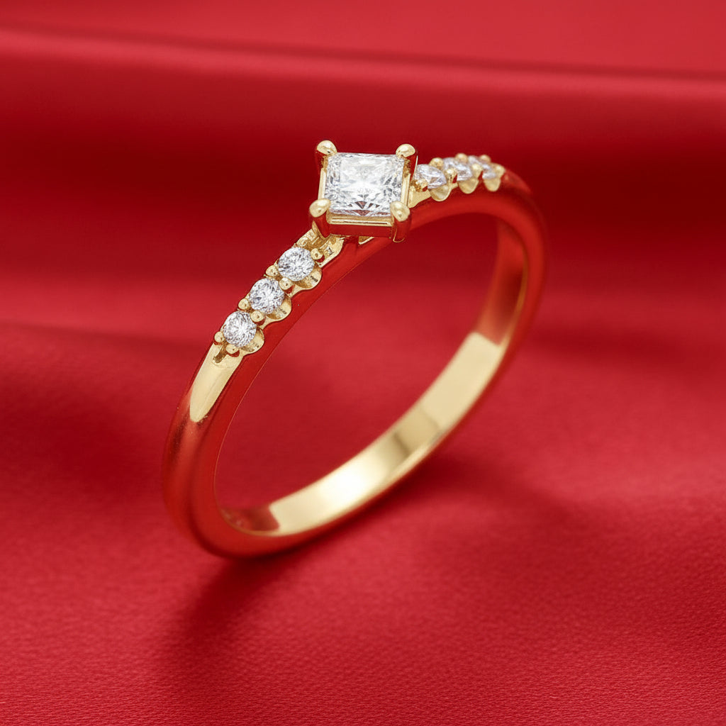 14K Yellow  Diamond Stackable Ring