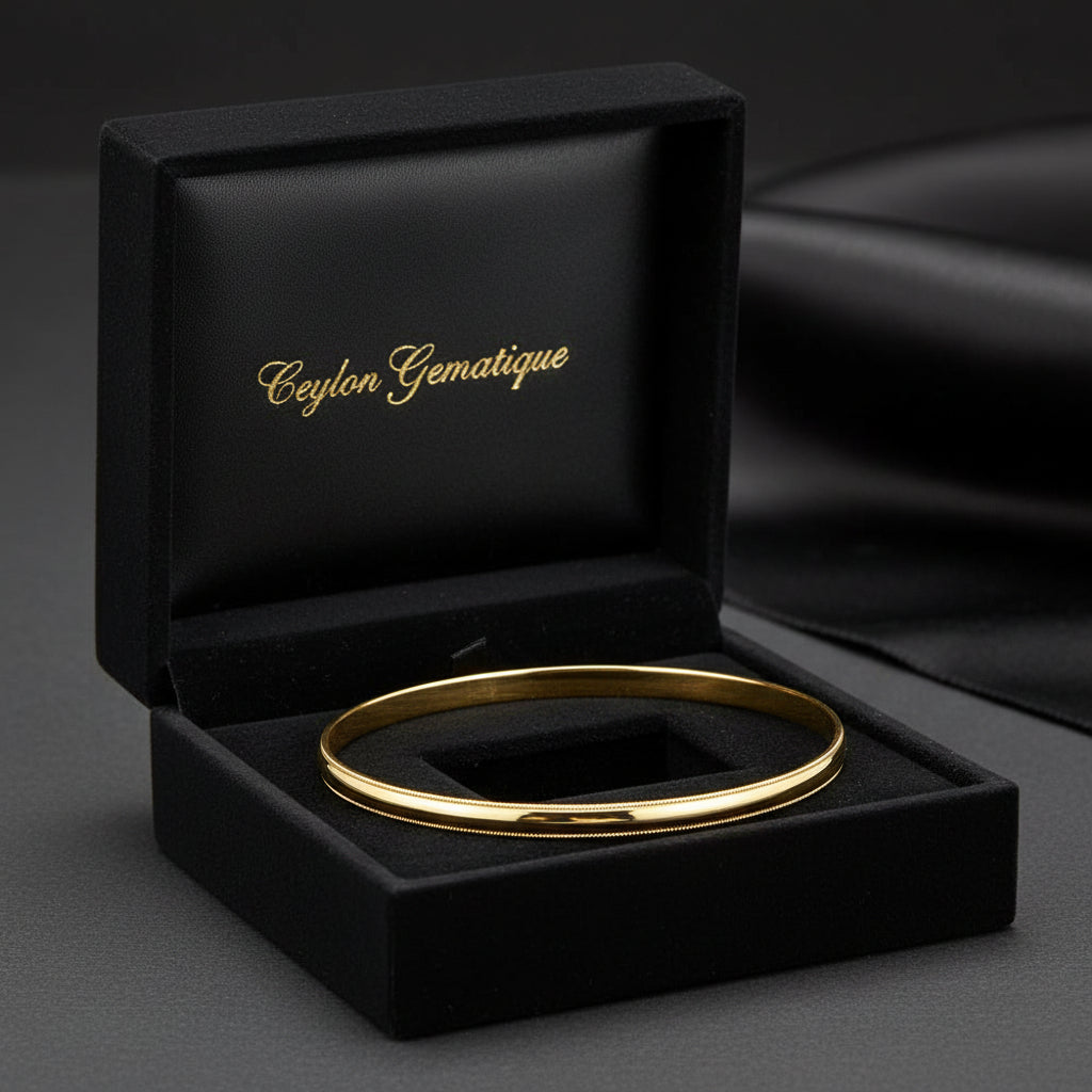 14K Yellow Milgrain Edge Bangle