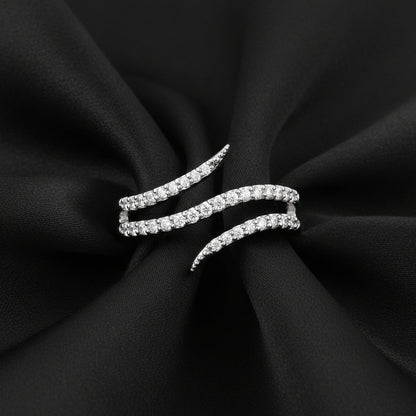 14K White  Diamond Bypass Ring