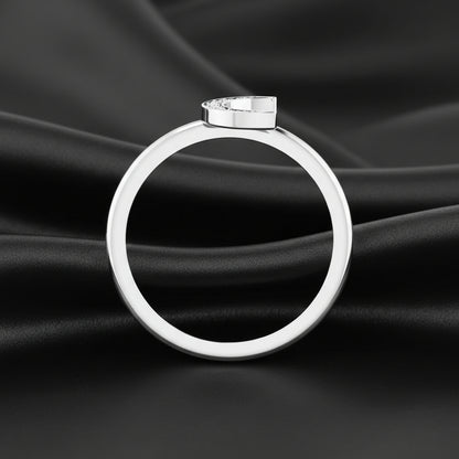14K White Diamond Stackable Crescent Ring