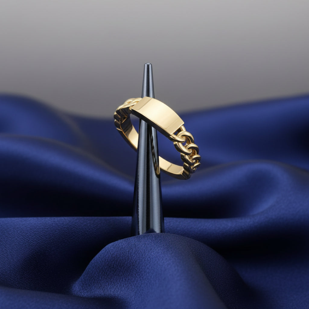 14K Yellow Engravable Chain Link Ring