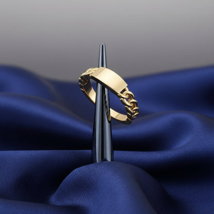 14K Yellow Engravable Chain Link Ring