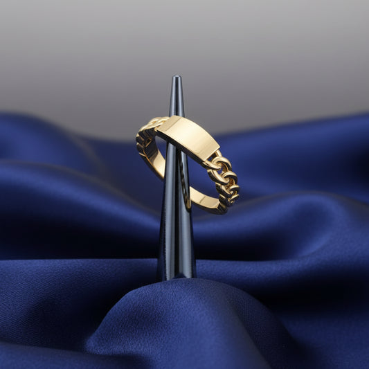 14K Yellow Engravable Chain Link Ring