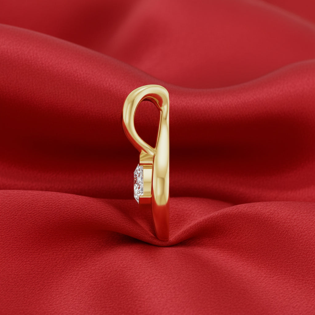 14K Yellow  Diamond Freeform Pendant