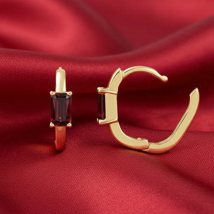 14K Yellow Natural Mozambique Garnet 13 mm Hoop Earrings