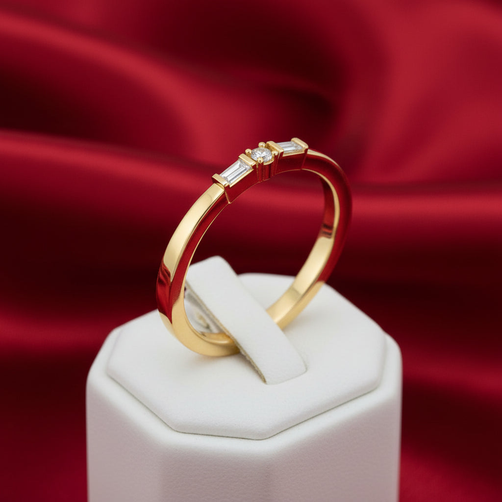 14K Yellow Diamond Stackable Ring