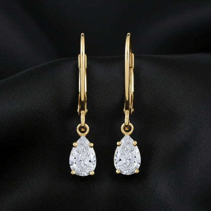14K Yellow  Diamond Dangle Earrings