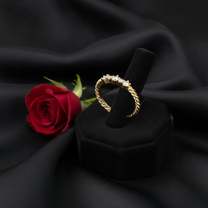 14K Yellow Diamond Rope Anniversary ring