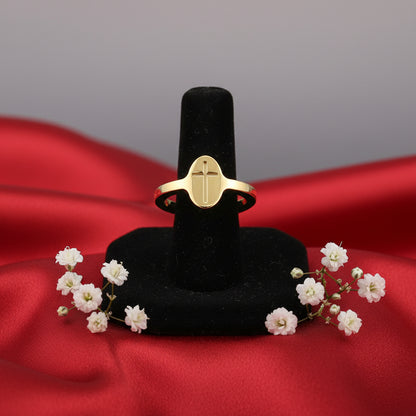 14K Yellow Cross Signet Ring