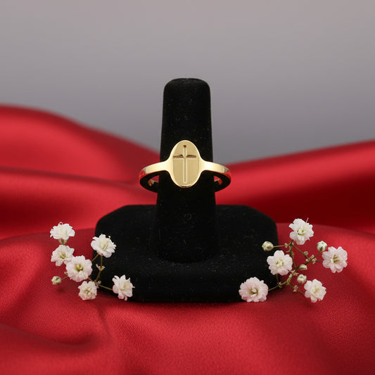 14K Yellow Cross Signet Ring