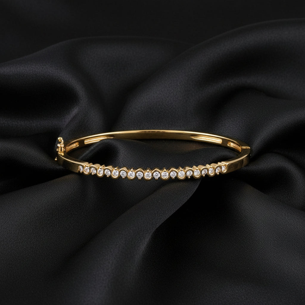 10K Yellow  Round Hinged Bangle