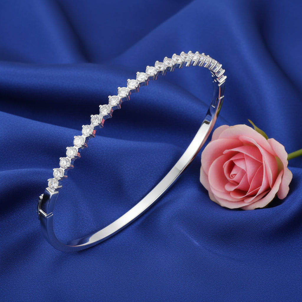 Sterling Silver Imitation White Cubic Zirconia Bangle