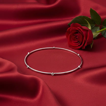 Sterling Silver Diamond Bezel-Set Bangle