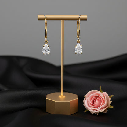 14K Yellow  Diamond Dangle Earrings