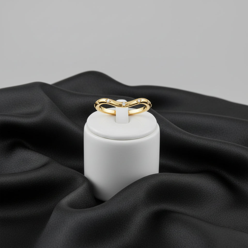 14K Yellow Diamond Contour ring